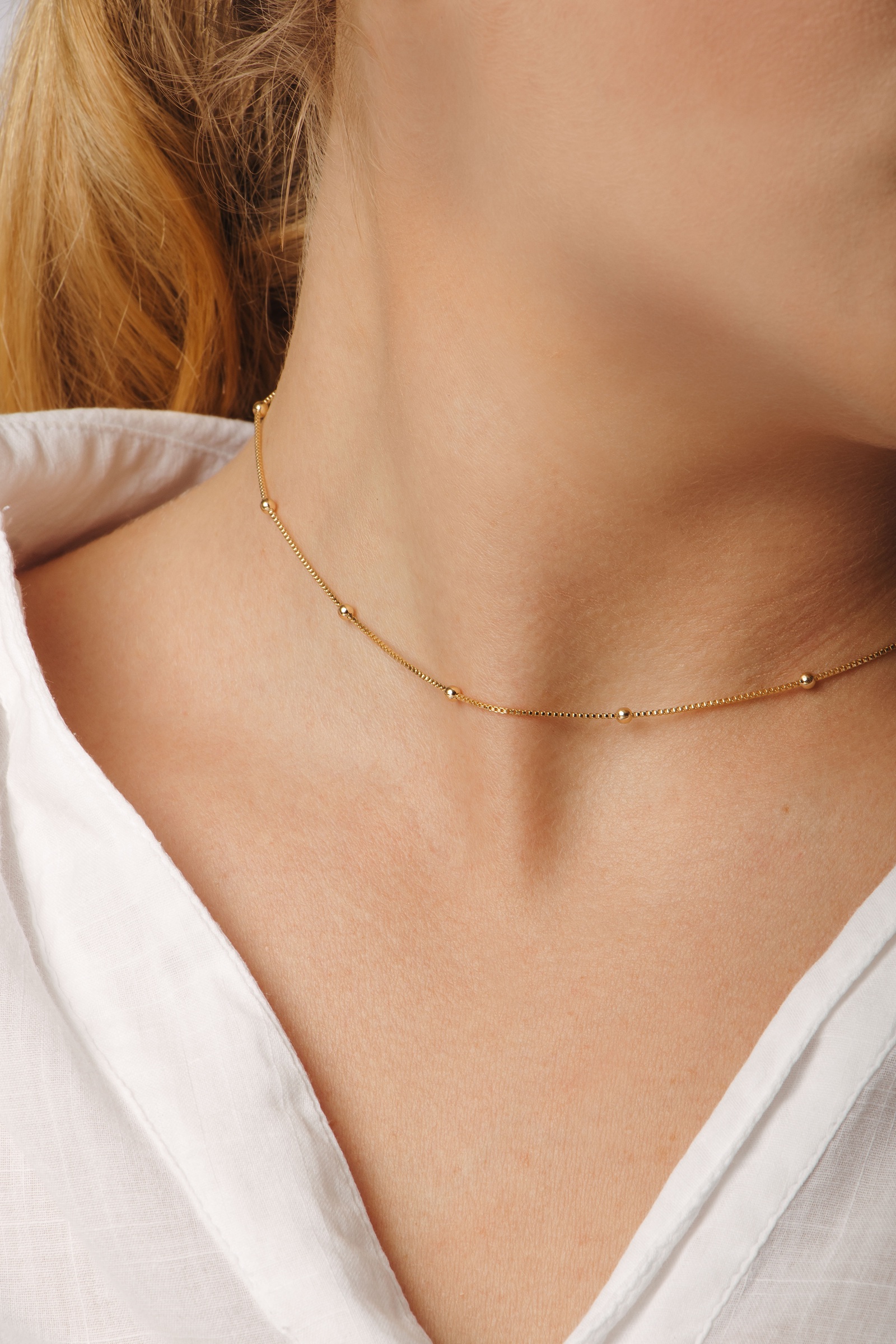 Corrente de bolinhas 40cm - Folheada a ouro 18k