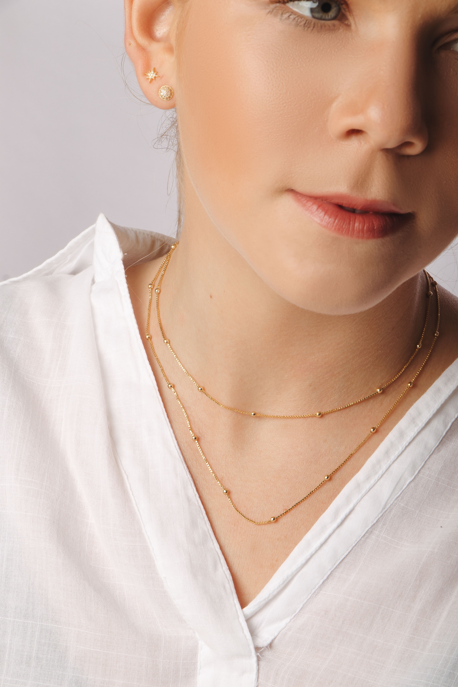 Corrente de bolinhas 80cm - Folheada a ouro 18k
