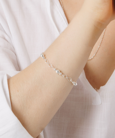 Pulseira Bolas com Infinito - Prata 925